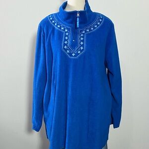 Blue Embroidered Pullover